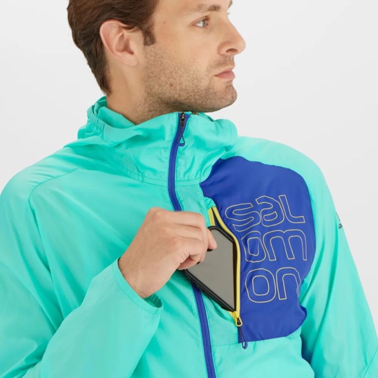 Turquoise / Blue Salomon Bonatti Cross Men's Windbreaker | PH 72104O